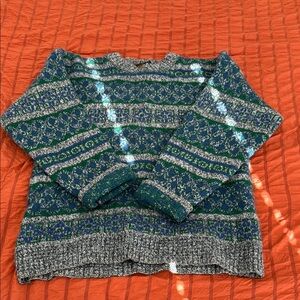 Eddie Bauer Wool Green and Gray Patterned Sweatshirt